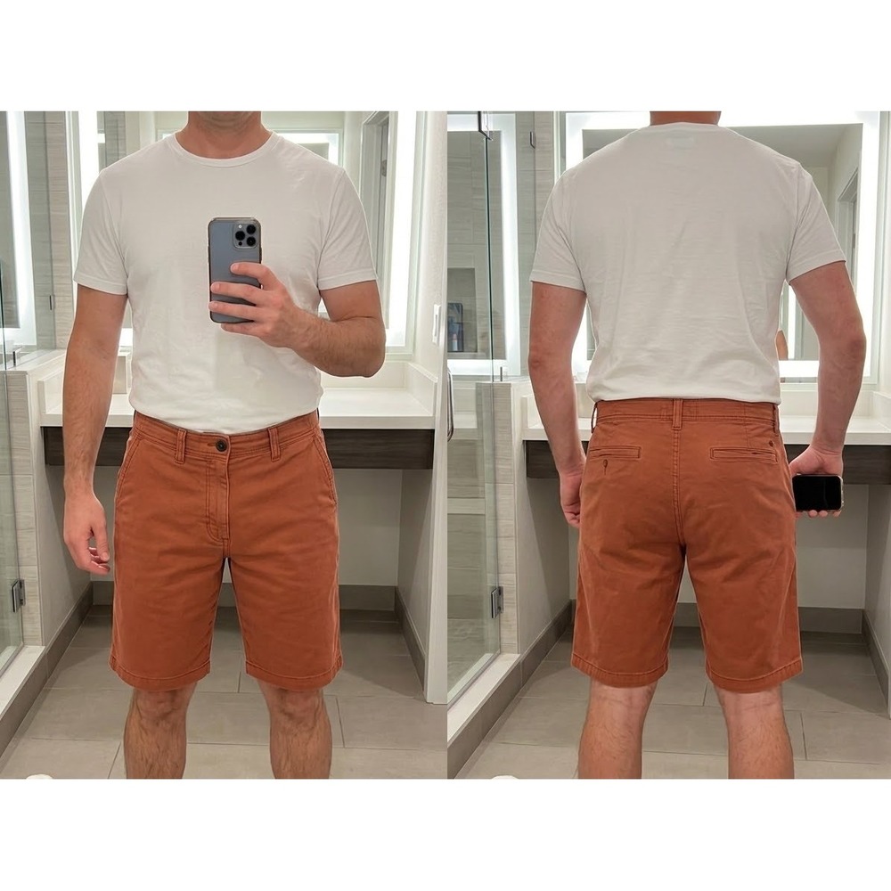 Lucky Brand Saturday Stretch Shorts Mens 36 Terracotta Orange Flat Front Chino